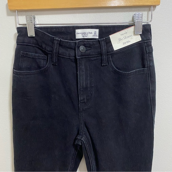 NEW Abercrombie & Fitch Sz 00R/24R Black High Rise Skinny Jeans - Picture 2 of 5